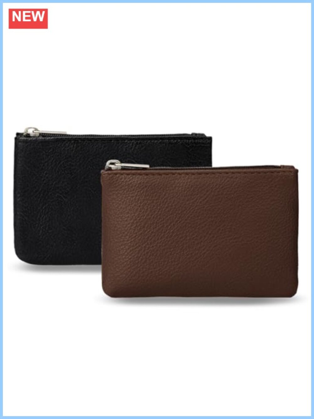 2 Pack PU Leather Mini Coin Purse with Zipper for Women